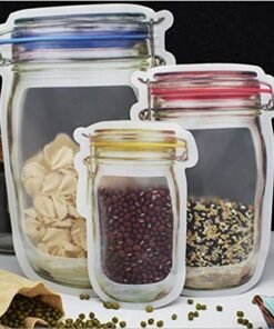 Plastics Transparent Jar Shaped Stand-up Pouch With Zipper 3pcs