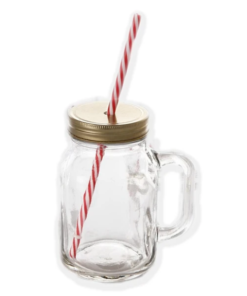 Glass/Mug Jar with Handle & Straw (Mason )