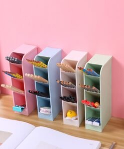 4 Grid Desktop Pen Cum Cosmetic Holder (Random Color)