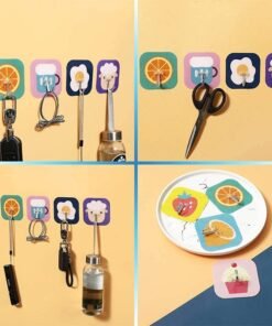 10 Pcs Square Mix Print Self Adhesive Hook