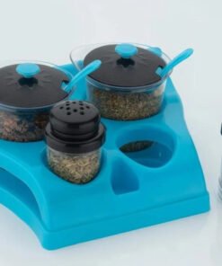 Plastic Aachar Pickle Container/Spice Stand (Set of 4 Jar, 2 Spoon, 1 Tray,)