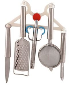 5 In 1 Kitchen Combo - Stainless Steel Grater, Peeler, Kitchen Lighter, Knife and Strainer
